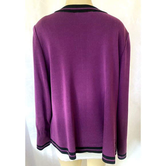 Exclusively Misook Purple Black Jacket Cardigan Sweater Long Sleeve Knit… - Picture 3 of 4